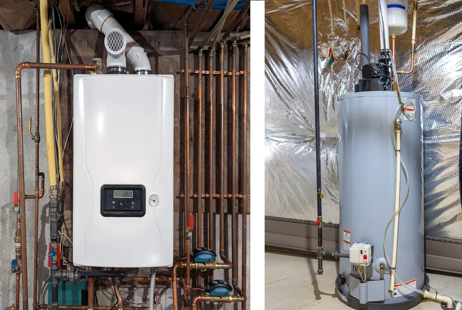 Side-by-side comparison of tankless and traditional water heaters in a Wilson, NC household.
