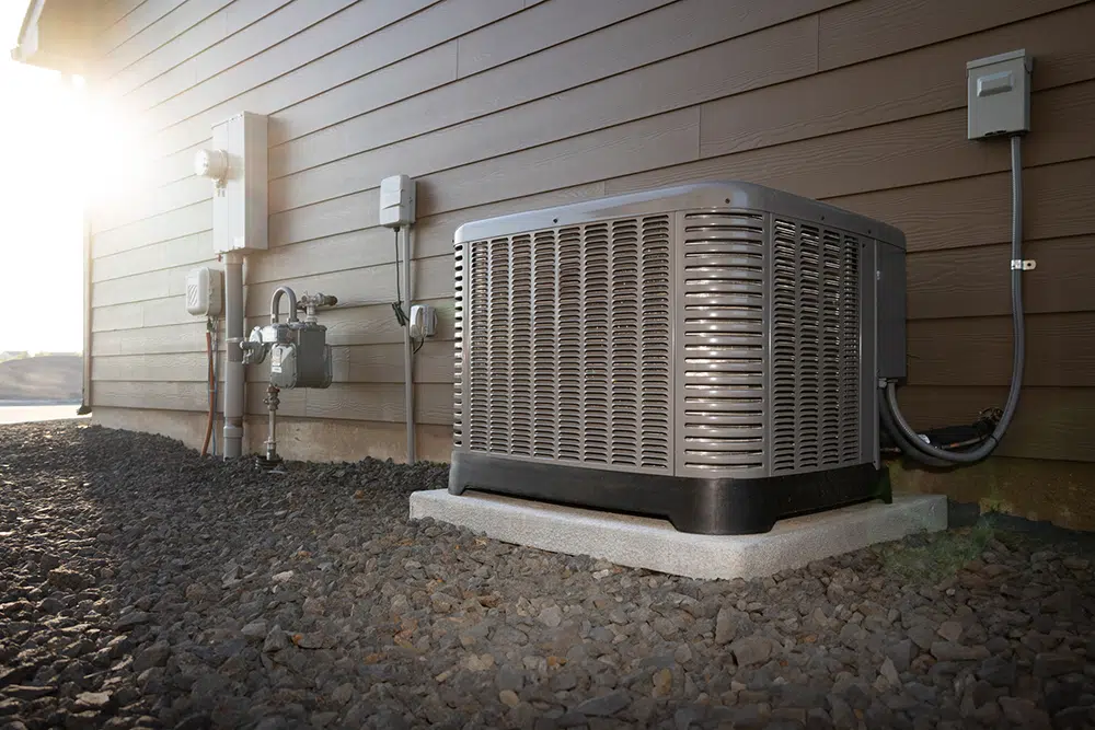 Central air conditioning unit outside a Wilson, North Carolina home.