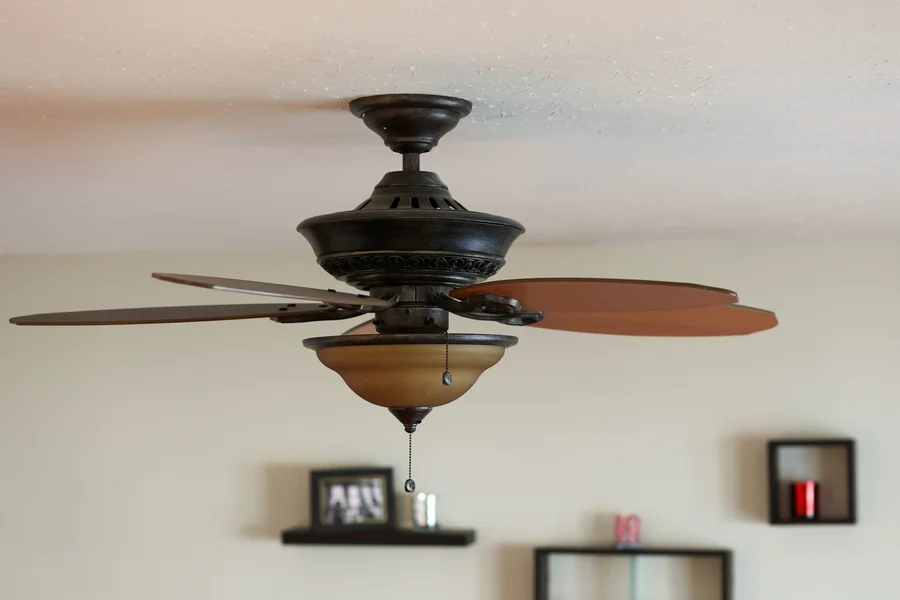 Modern ceiling fan installed in Wilson, NC home, showcasing professional ceiling fan installation service for improved airflow and energy efficiency