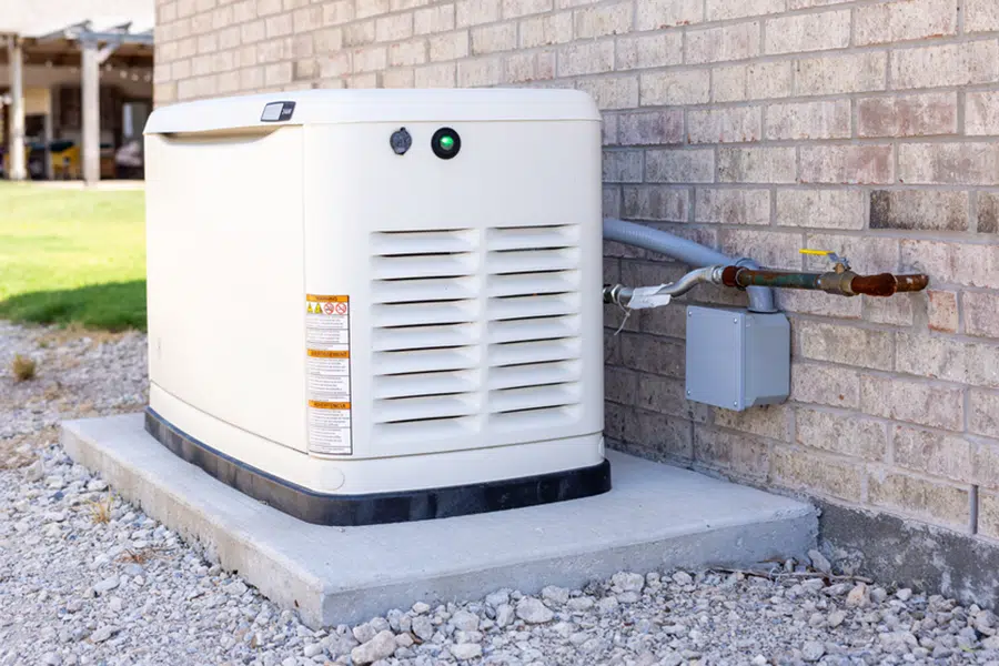 Standby backup generator connected to a home’s electrical system in Wilson, North Carolina.